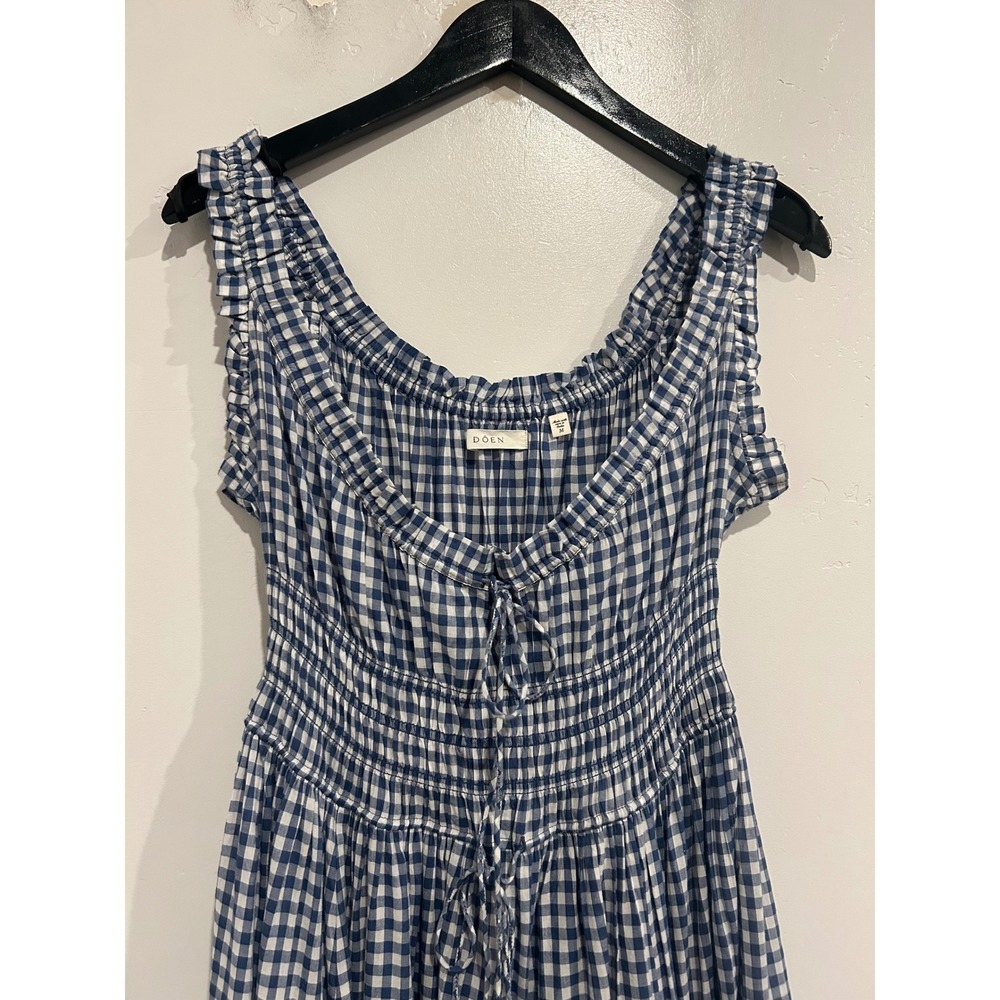 Doen Emmaretta Midi Dress in Blue Gingham Size Medium - Picture 7 of 14